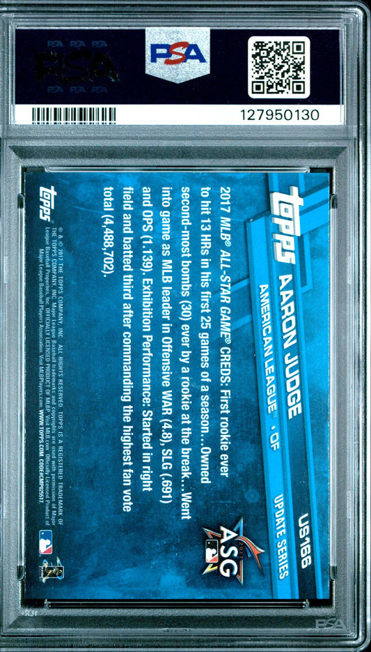 Aaron Judge rookie PSA 9 2017 Topps Update - back of slab showing cert 127950130