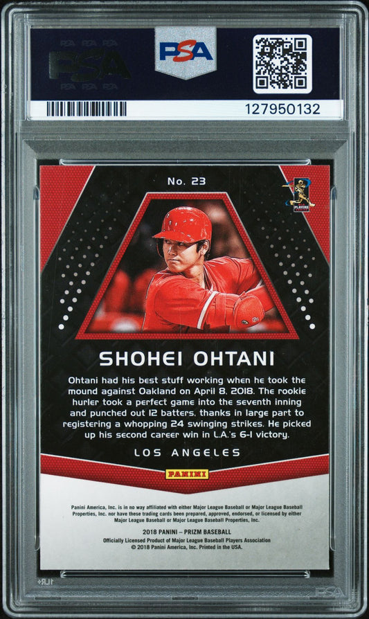 Shohei Ohtani rookie PSA 8 2018 Chronicles Prizm - back of slab showing cert 127950132