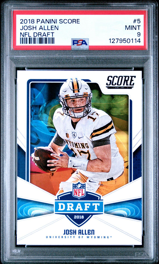 2018 Panini Score NFL Draft #5 Josh Allen PSA 9 - front of slab