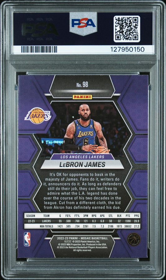 LeBron James PSA 6 2022 Panini Mosaic #98 back