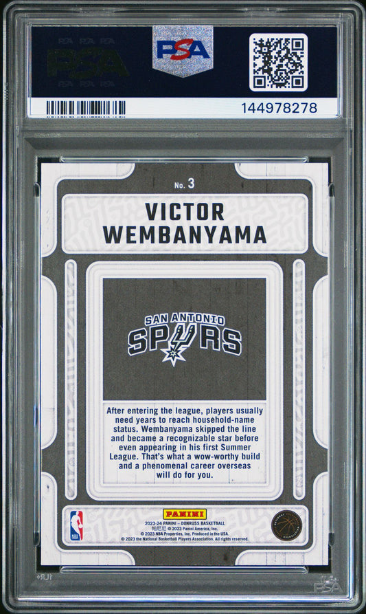 Victor Wembanyama PSA 10 2023 Panini Donruss Hardwood Masters #3 back