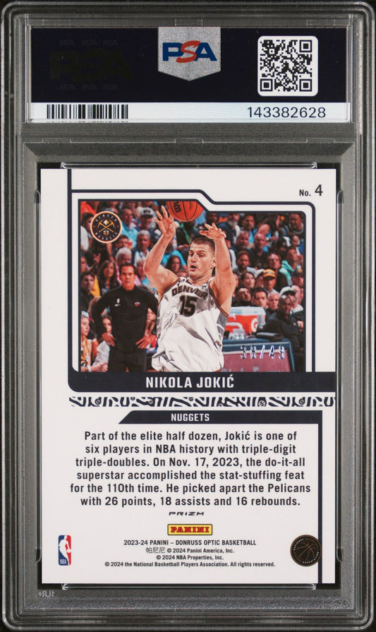 Nikola Jokic PSA 9 2023 Panini Donruss Optic Elite Dominators Blue #4 back