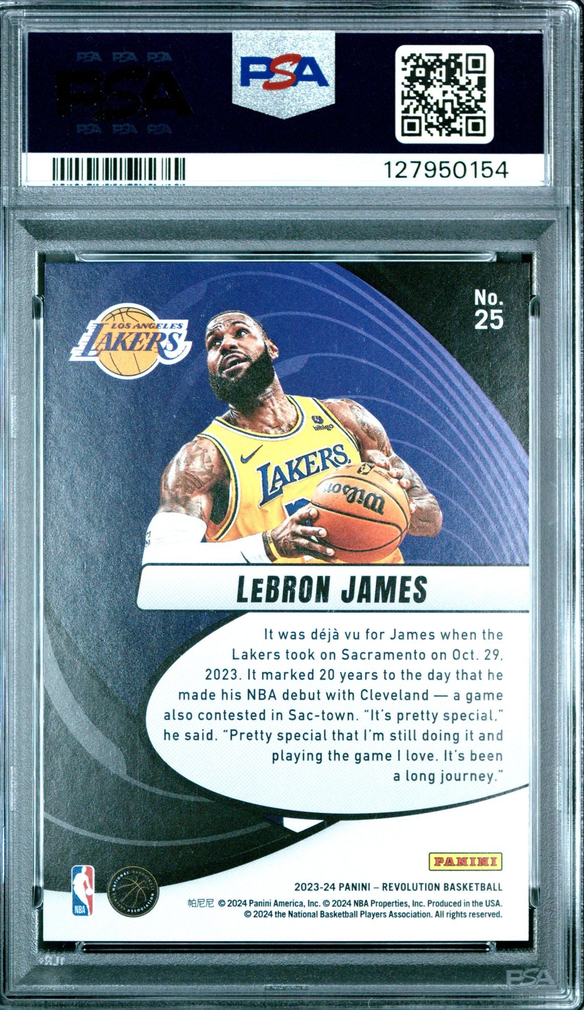 LeBron James PSA 9 2023 Panini Revolution Vortex #25 back