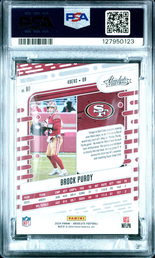 Brock Purdy PSA 10 2024 Absolute Spectrum - back of slab showing cert 127950123