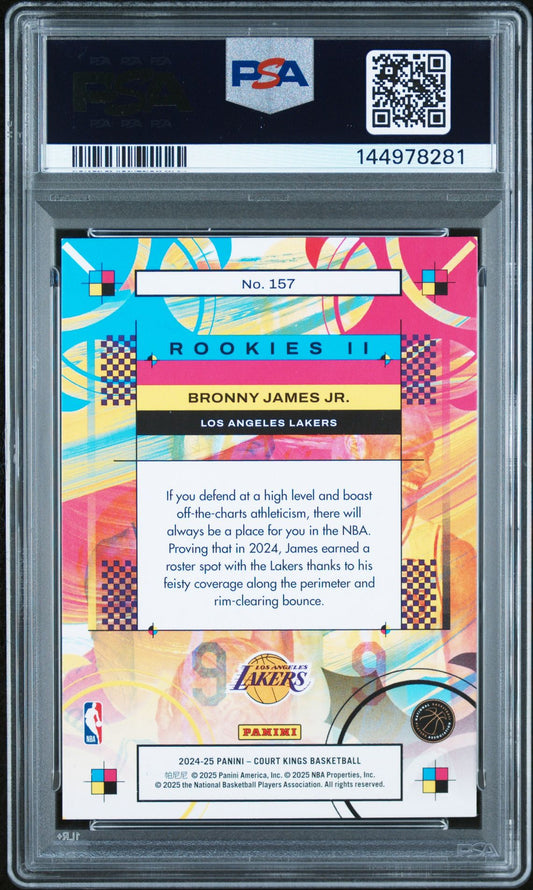 Bronny James Jr. Rookie PSA 9 2024 Panini Court Kings Rookies II #157 back