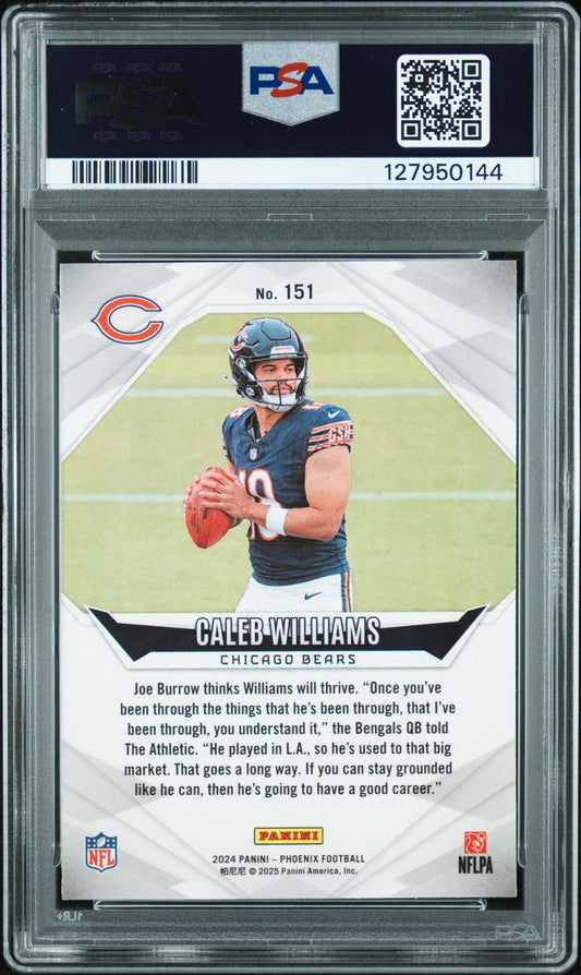 Caleb Williams rookie PSA 7 2024 Phoenix - back of slab showing cert 127950144