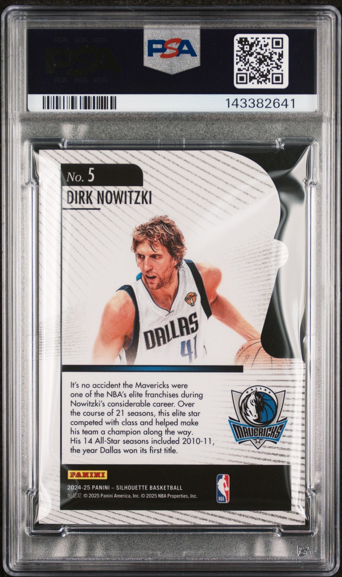 Dirk Nowitzki PSA 8 2024 Panini Silhouettes Hand Crafted #5 back