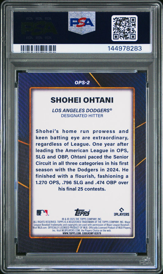 Shohei Ohtani PSA 9 2025 Topps OPS Bests #OPS2 back