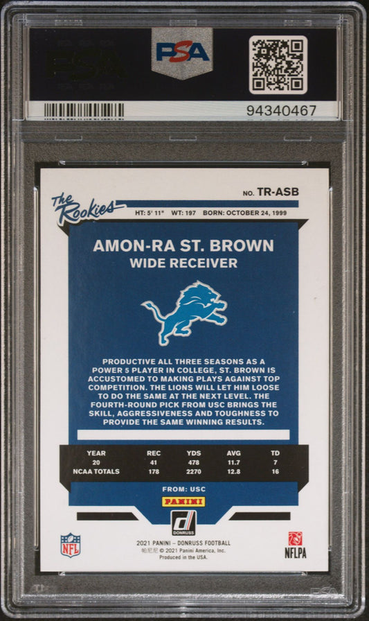 2021 Panini Donruss - The Rookies #TR-ASB Amon-Ra St. Brown PSA 9 Rookie Card