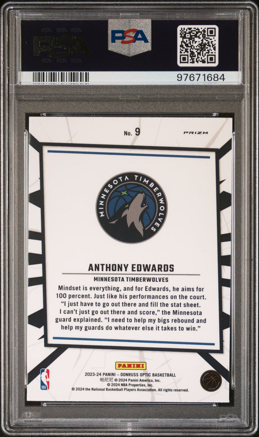 2023-24 Panini Donruss Optic My House-Holo #9 Anthony Edwards PSA 10