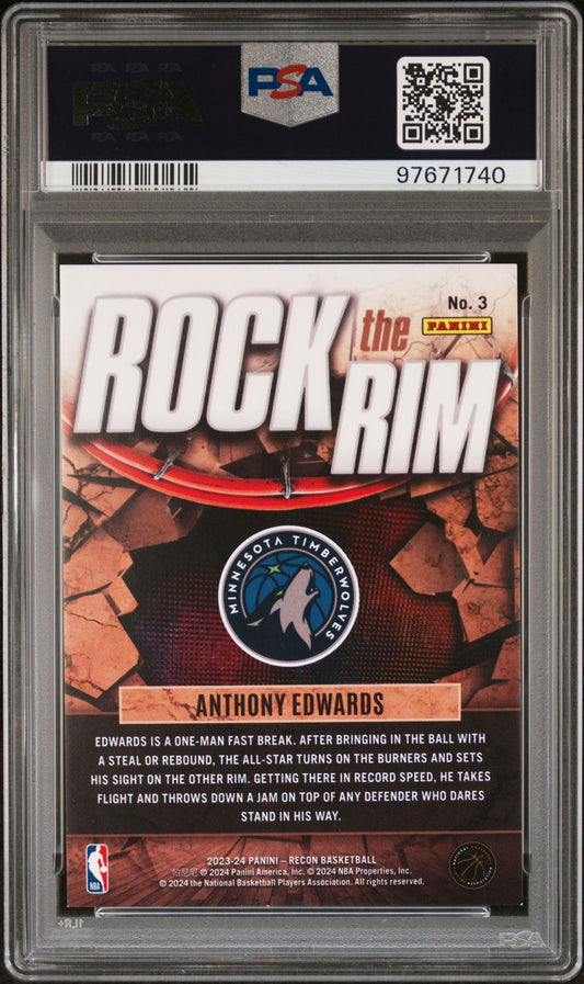 2023-24 Panini Recon - Rock the Rim #3 Anthony Edwards PSA 9