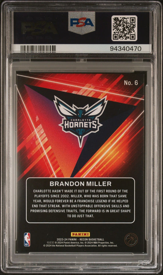 2023 Panini Recon - Future Legends-Purple #6 Brandon Miller /75 PSA 8 (RC)