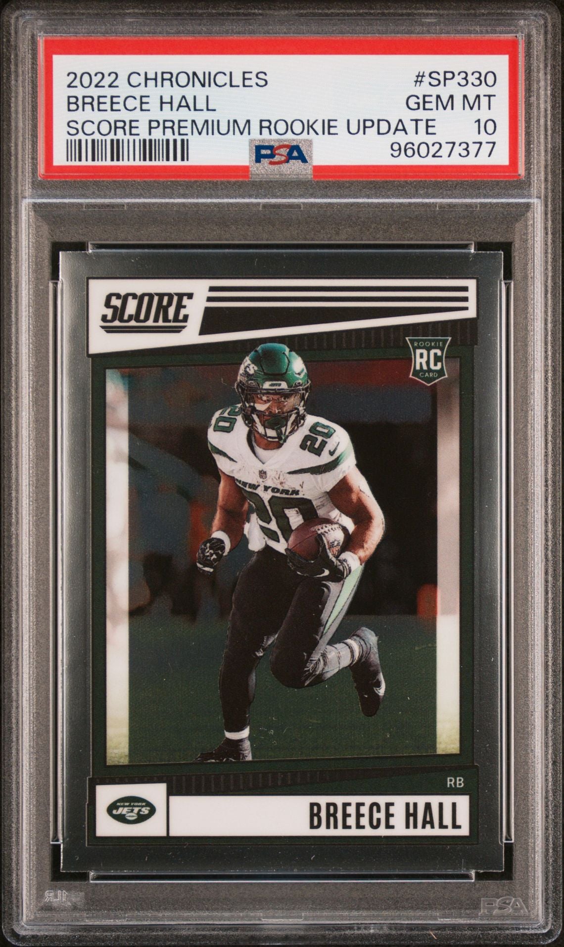 2022 Panini Chronicles Score Premium Rookie Update #SP330 Breece Hall PSA 10 RC