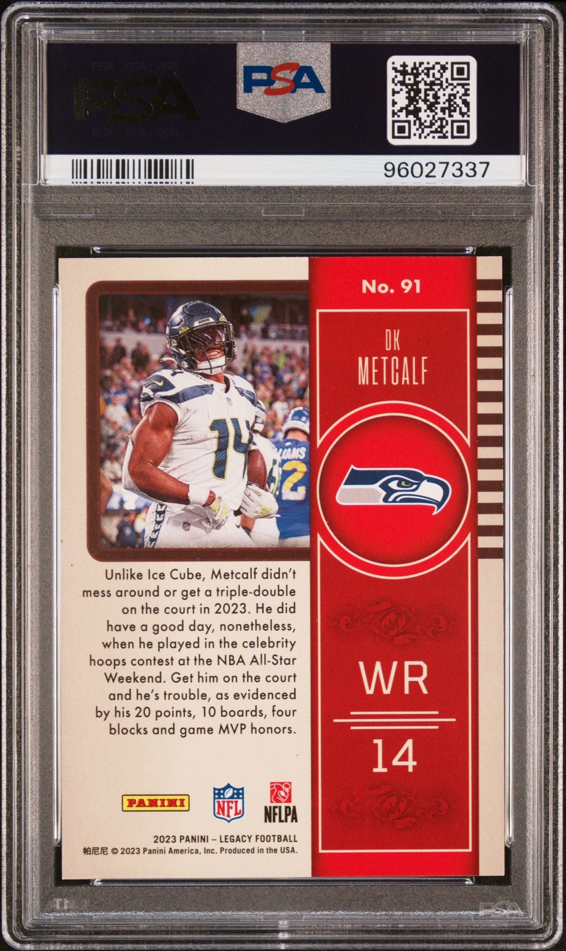 2023 Panini Legacy Blue #91 40/50 DK Metcalf PSA 9