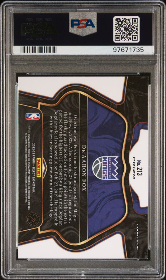 2022-23 Panini Select - Zebra #213 De'Aaron Fox PSA 9