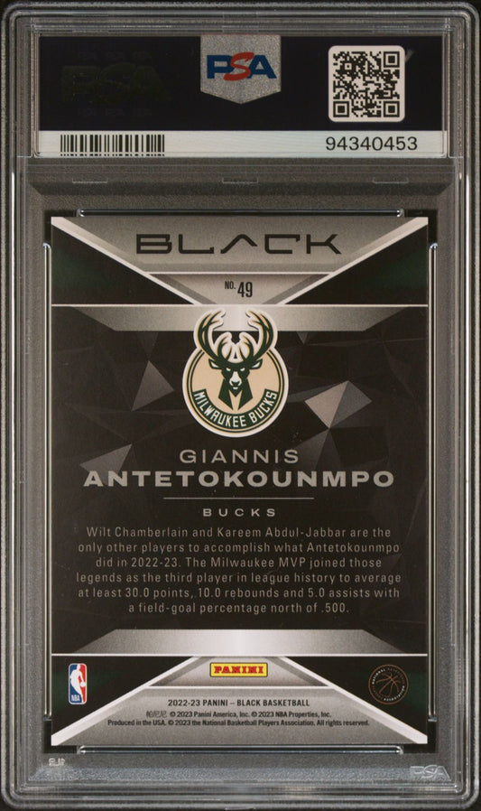 2022 Panini Black #49 Giannis Antetokounmpo PSA 10