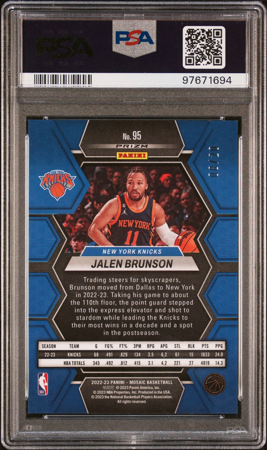 2022-23 Panini Mosaic - Pink Fast Break #95 Jalen Brunson /20 PSA 10