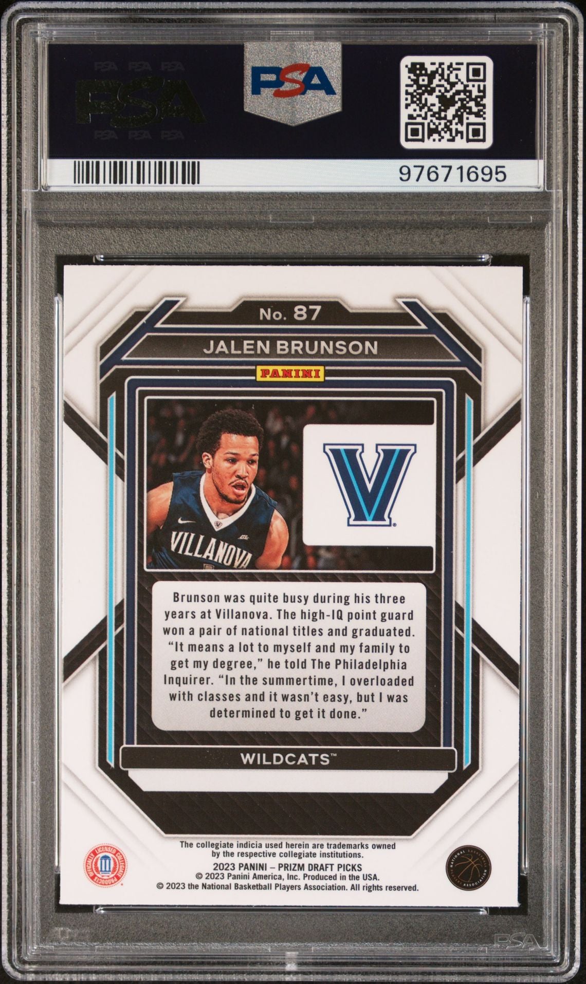 2023-24 Panini Prizm Draft Picks #87 Jalen Brunson PSA 8