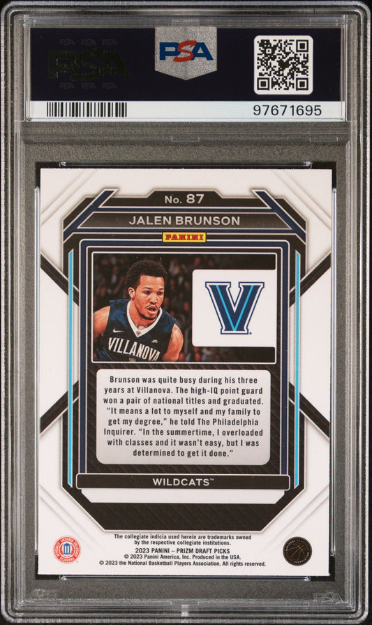 2023-24 Panini Prizm Draft Picks #87 Jalen Brunson PSA 8