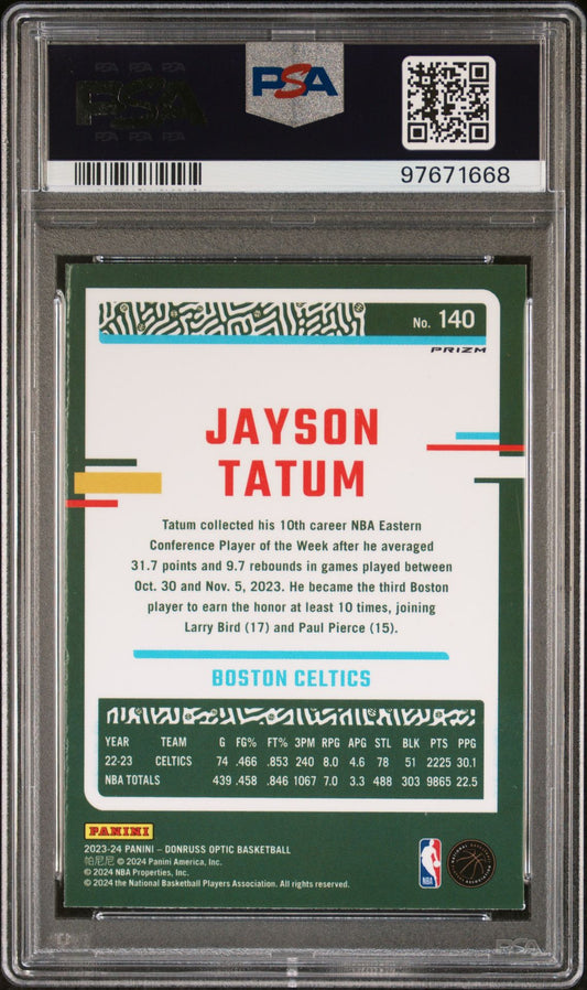 2023-24 Panini Donruss Optic - Hyper Green #140 Jayson Tatum PSA 9