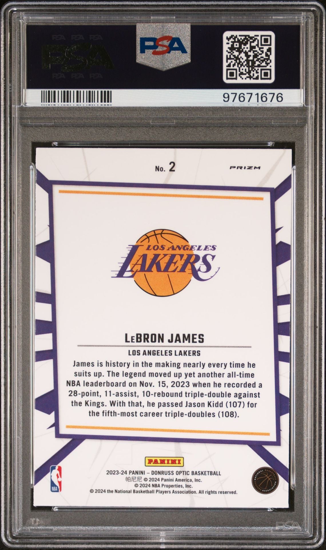 2023-24 Panini Donruss Optic - My House-Purple #2 LeBron James PSA 10