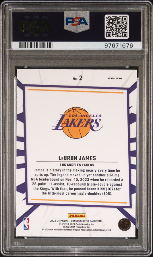 2023-24 Panini Donruss Optic - My House-Purple #2 LeBron James PSA 10