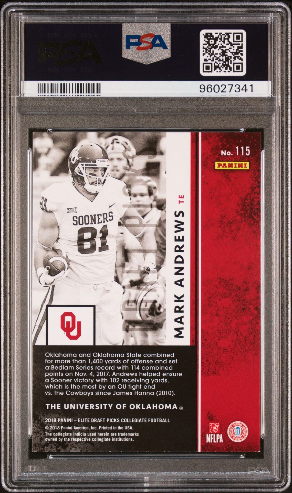 2018 Panini Elite Draft Picks Collegiate With Ball #115 Mark Andrews Rookie Card