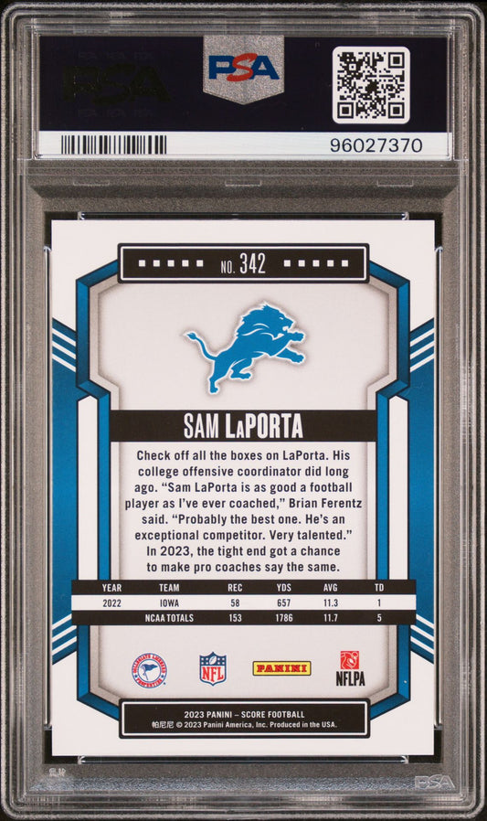 2023 Score #342 Sam LaPorta PSA 10 Rookie Card
