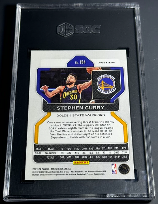 2021-22 Panini Prizm Orange Ice Prizm #154 Stephen Curry SGC 10