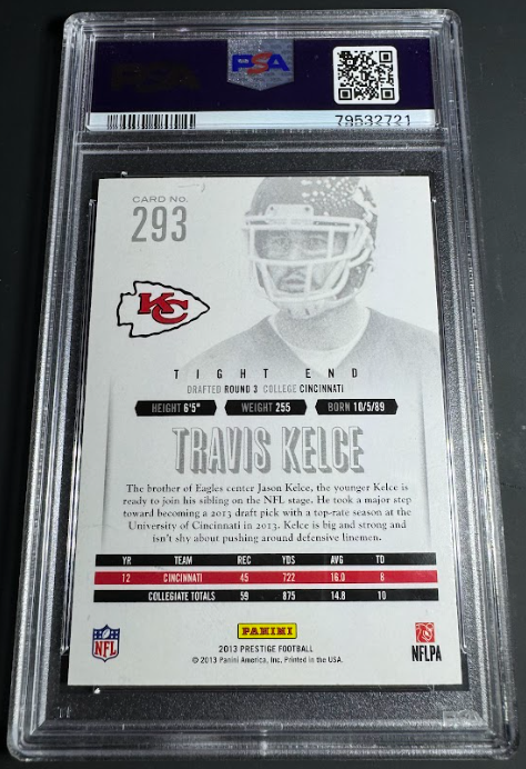 2013 Panini Prestige #293 Travis Kelce Rookie Card PSA 9