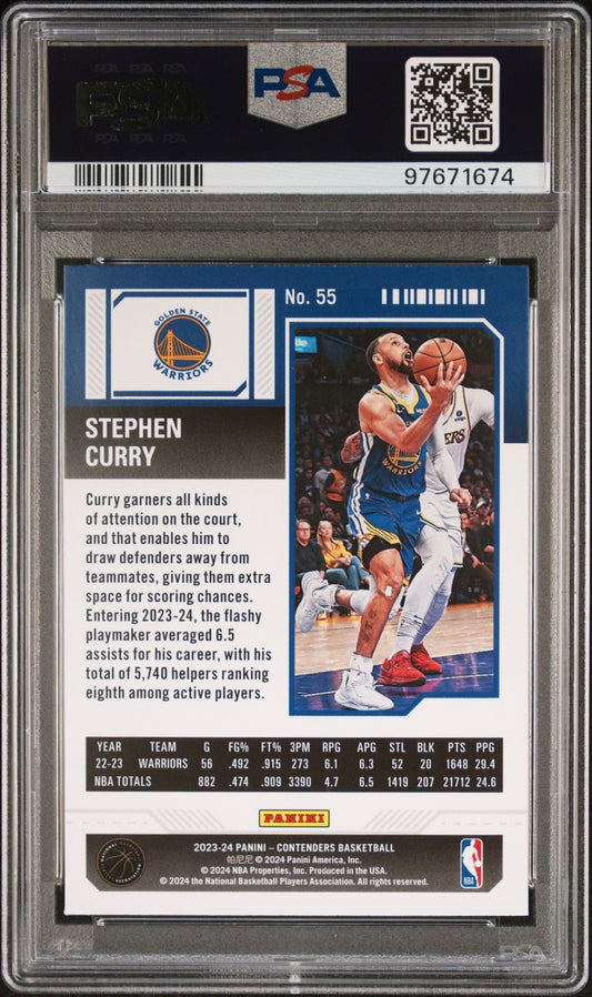 2023-24 Panini Contenders - Season Ticket #55 Stephen Curry PSA 10