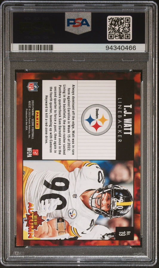 2023 Panini Score Men of Autumn-Showcase #19 TJ Watt /100 PSA 6