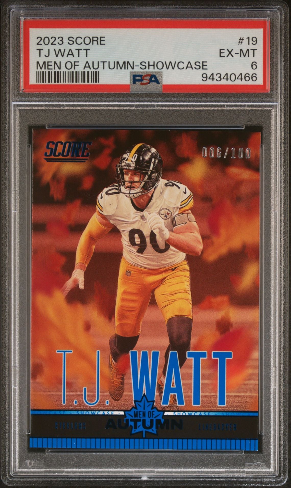 2023 Panini Score Men of Autumn-Showcase #19 TJ Watt /100 PSA 6