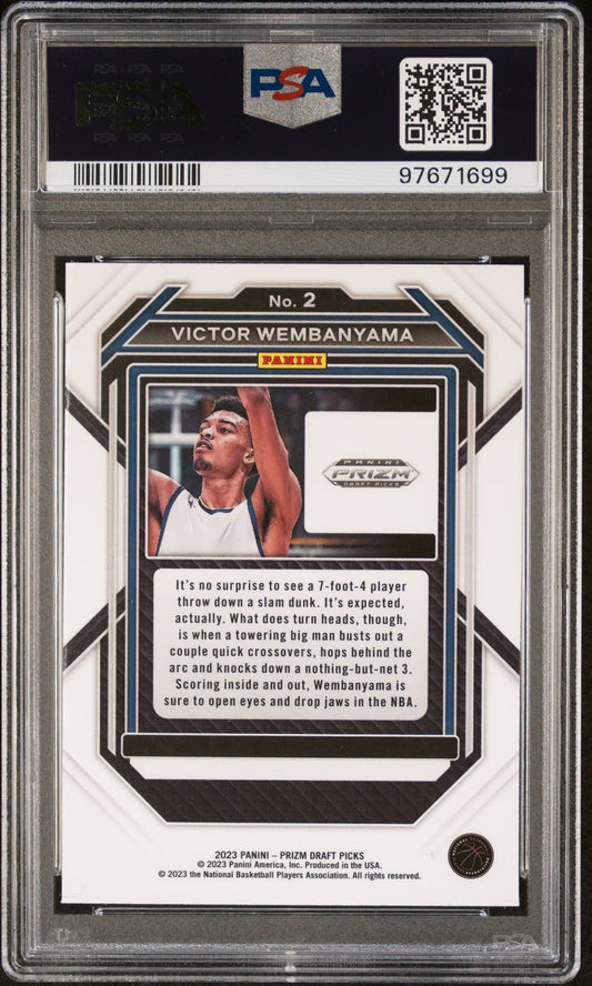 2023-24 Panini Prizm Draft Picks #2 Victor Wembanyama PSA 10 (RC)