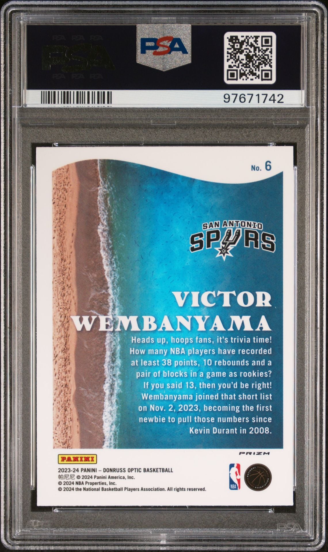2023-24 Panini Donruss Optic - Splash-Holo #6 Victor Wembanyama PSA 10 (RC)