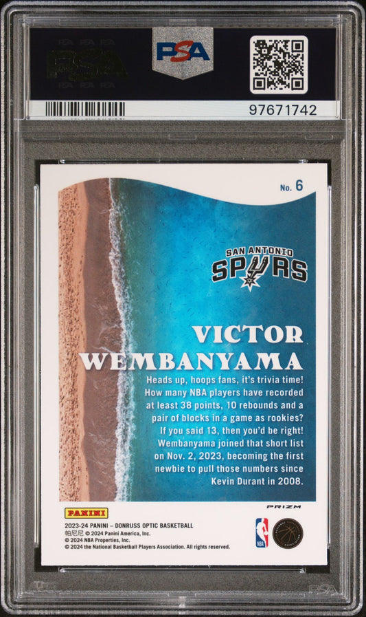 2023-24 Panini Donruss Optic - Splash-Holo #6 Victor Wembanyama PSA 10 (RC)