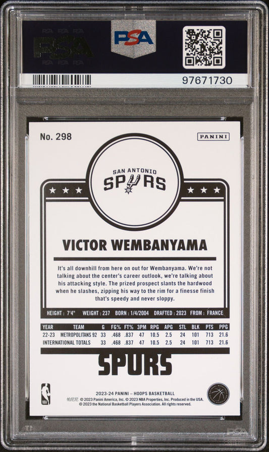 2023-24 Panini NBA Hoops -Winter #298 Victor Wembanyama PSA 9 (RC)