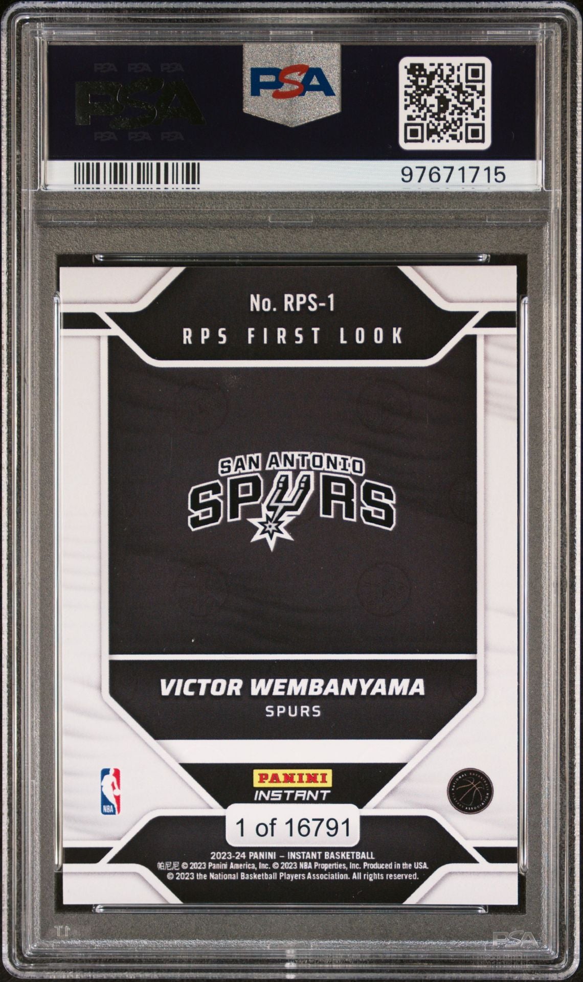2023-24 Panini Instant - RPS First Look #RPS1 Victor Wembanyama PSA 9 (RC)