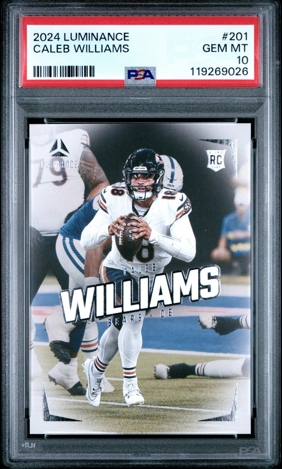 Caleb Williams Rookie PSA 10 2024 Panini Luminance Rated Rookie #201 (RC)