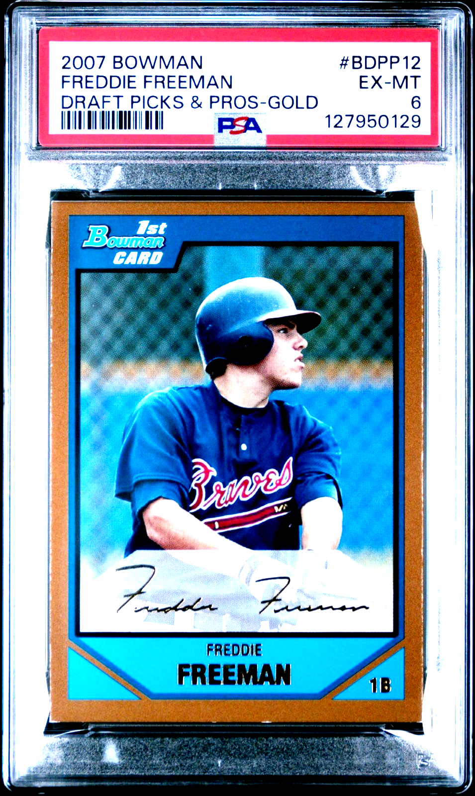 Freddie Freeman Rookie Gold 2007 Bowman Draft Picks & Prospects PSA 6