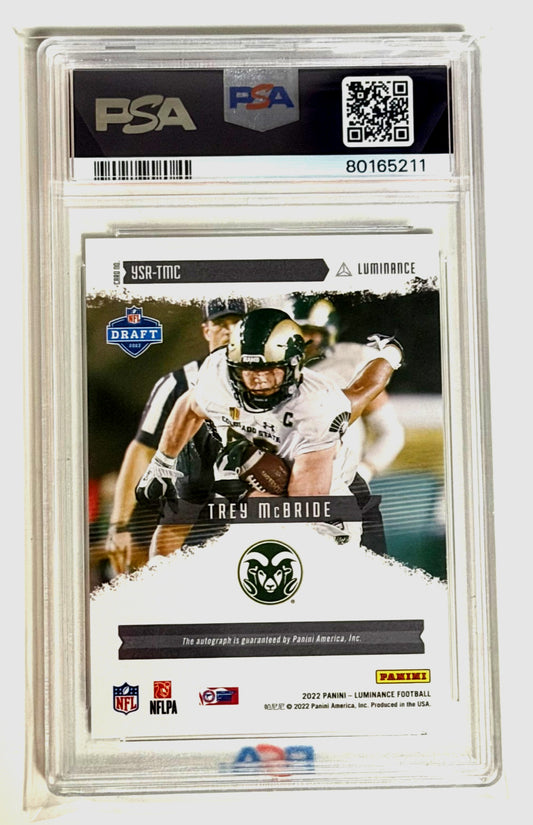 Trey McBride Rookie PSA 9 2022 Panini Luminance Red #YSR-TMC back