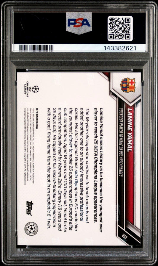 Lamine Yamal PSA 10 2025-26 Topps Now UEFA Champions League #033 back