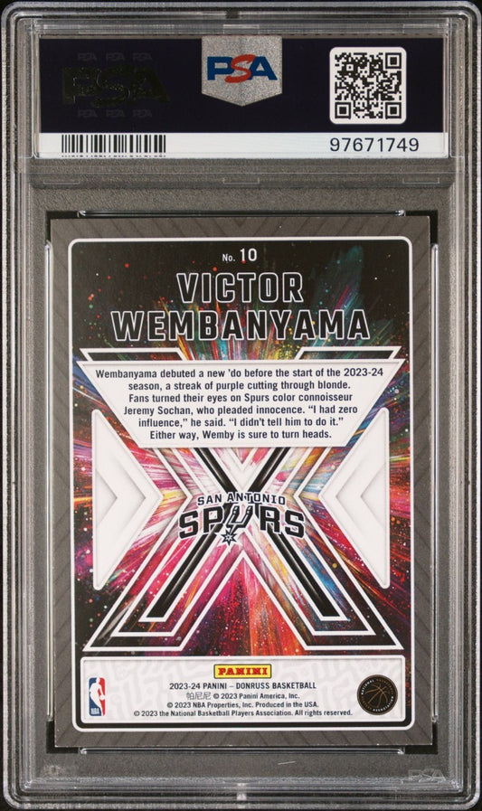 Victor Wembanyama Rookie PSA 9 2023-24 Panini Donruss #10 back