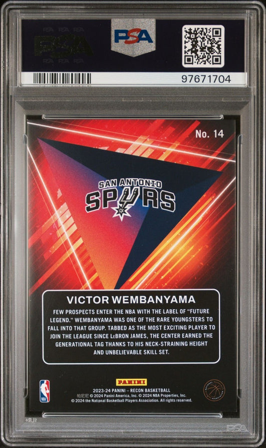 Victor Wembanyama Rookie PSA 10 2023-24 Panini Recon #14 back
