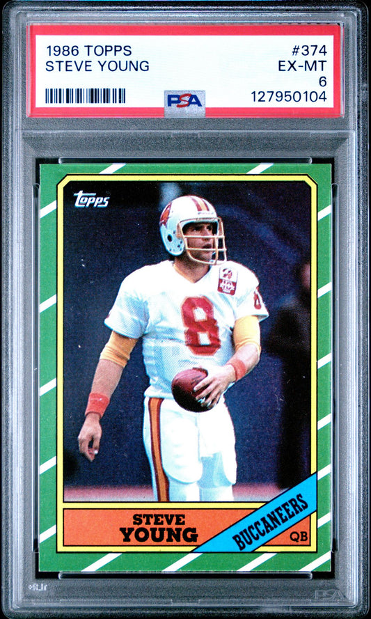1986 Topps #374 Steve Young PSA 6 - front of slab