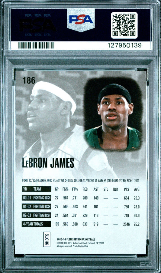 LeBron James PSA 10 2013 Fleer Retro - back of slab showing cert 127950139
