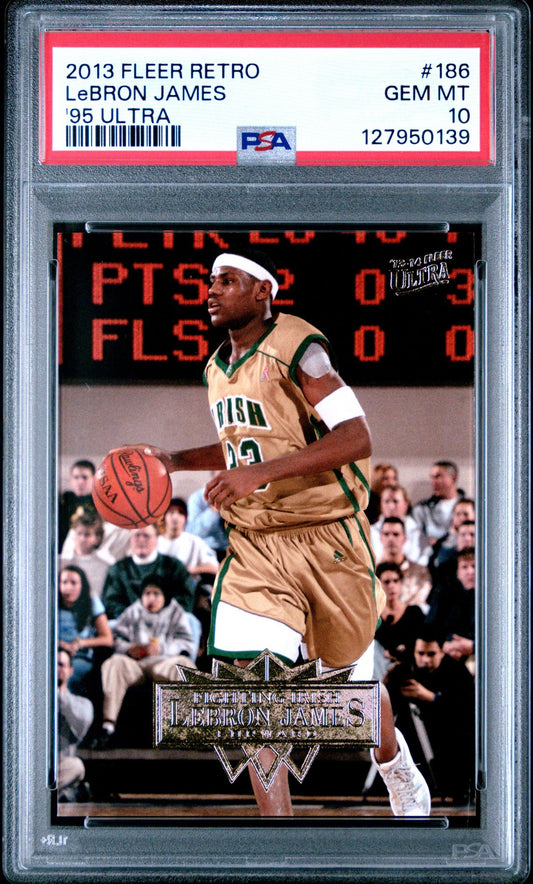 LeBron James PSA 10 2013 Fleer Retro '95 Ultra #186 - front of slab