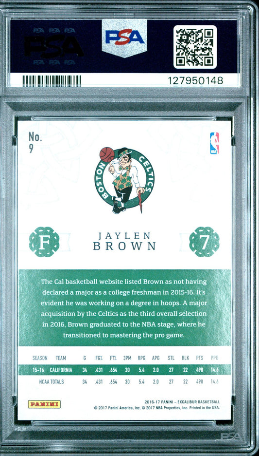Jaylen Brown Rookie PSA 9 2016 Panini Excalibur #9 back
