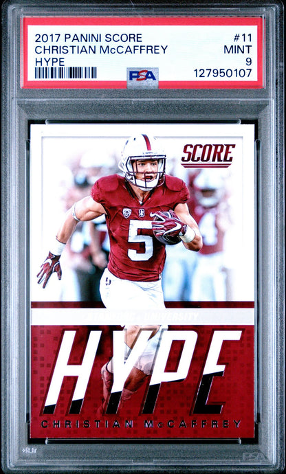 2017 Panini Score Hype #11 Christian McCaffrey PSA 9 - front of slab