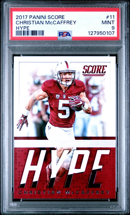 2017 Panini Score Hype #11 Christian McCaffrey PSA 9 - front of slab